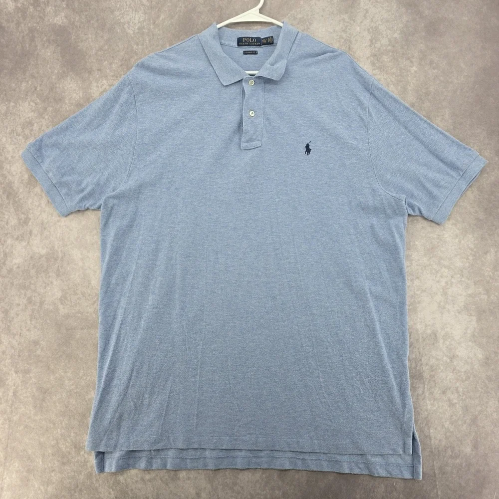 Polo Ralph Lauren Men's XXL Short Sleeve Polo Shirt Classic Fit Blue Pony Cotton